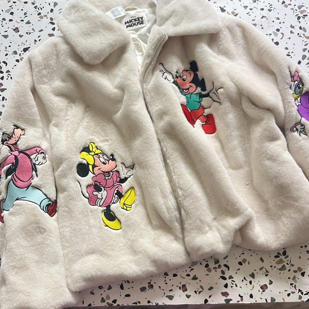 NWT - Disney fuzzy jacket with character stitching